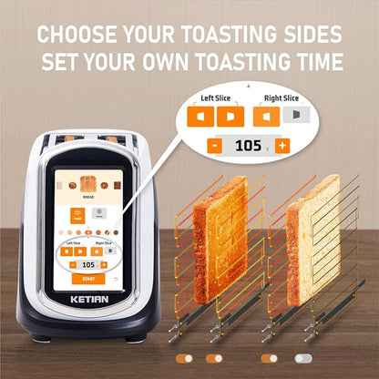 2 Slice Touchscreen Toaster, 2 Wide Slots, Smart Bread Toaster - Image 3