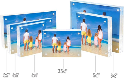 Meetu Acrylic 5x5 Picture Frame 5 Pack Clear Two Sided Desk Photo Frame - Image 8
