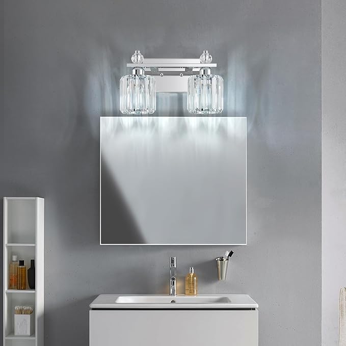 FDPBY Bathroom Vanity Lights 2-Light Chrome Modern Crystal Vanity Light - Image 3