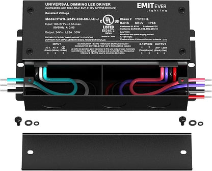 EMITEVER 30W Dimmable LED Driver, 24V Triac Dimmable Power Supply, AC to DC - Image 2