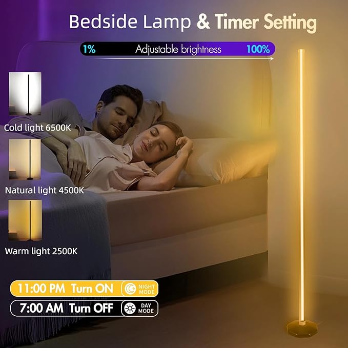 PTVGS LED RGB Corner Lamp: Smart RGB LED Corner Floor Lamp Adjustable Height - Image 6