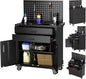 SUXXAN Black Tool Cart with Pegboard and 4 Hooks, Garage Storage Cabinet on by SUXXANFurniture