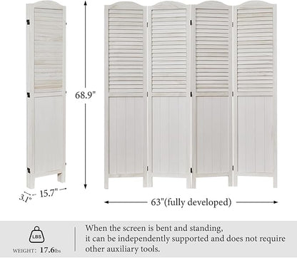 Room Dividers, 5.75Ft Individual Privacy Screens Foldable Wooden Louver & MDF - Image 7