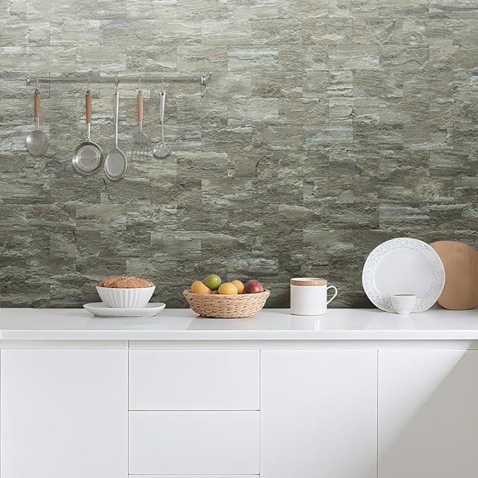 AULIGET 4-Piece Faux Stone Peel and Stick Backsplash Wall Tiles, Laundry Room - Image 5