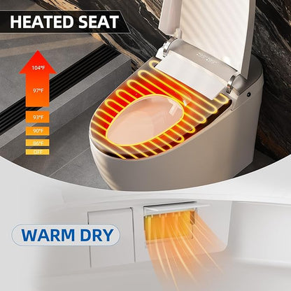 Smart Toilet with Built-in Bidet, Heated Seat, Warm Water, Air Dryer, Foot - Image 7