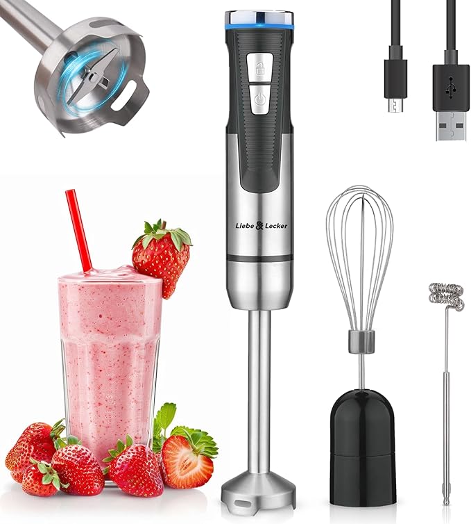 Liebe&Lecker Immersion Blender Handheld Cordless, 3 in 1 Cordless Hand Blender by LiebeLecker