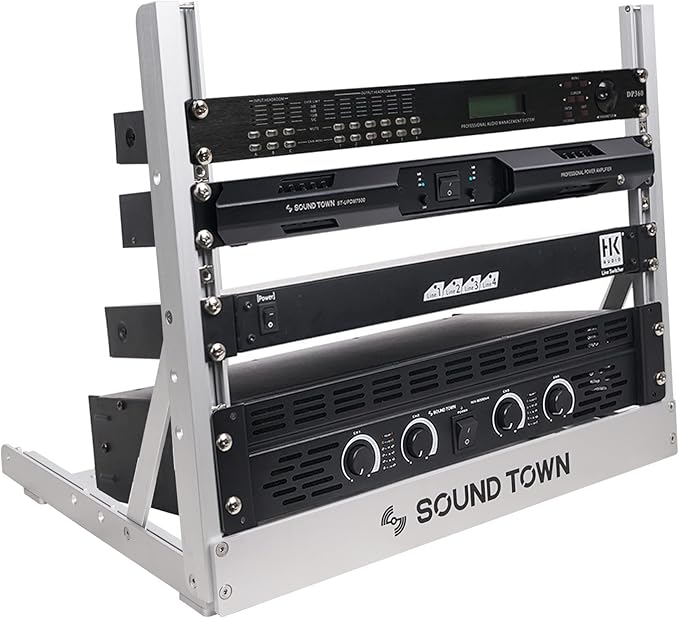Sound Town 8U Aluminum 2-Post Desktop Open-Frame Rack, Angle Adjustable - Image 2