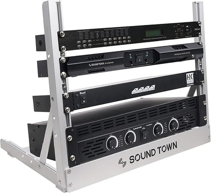Sound Town 8U Aluminum 2-Post Desktop Open-Frame Rack, Angle Adjustable - Image 2