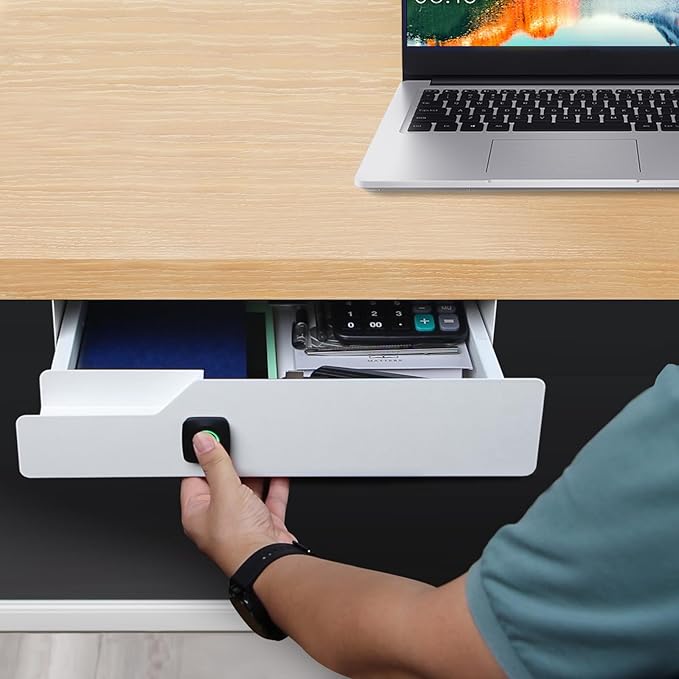 Lumil Under Desk Drawer with Lock, 16 inch Under Desk Storage Drawer, Under - Image 4