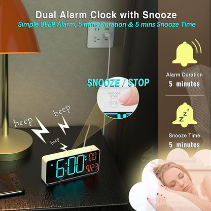 KOSUMOSU Small Digital Clock for Bedroom, 6.7in Desk Clock, Auto Dimming - Image 6