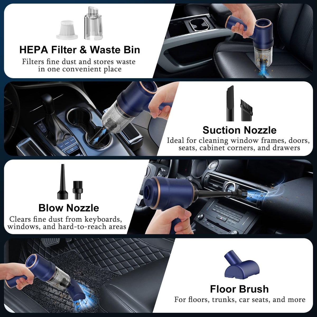 KMM Handheld Car Vacuum Cleaner, Hand Held Vacuum Cleaner and Air Duster