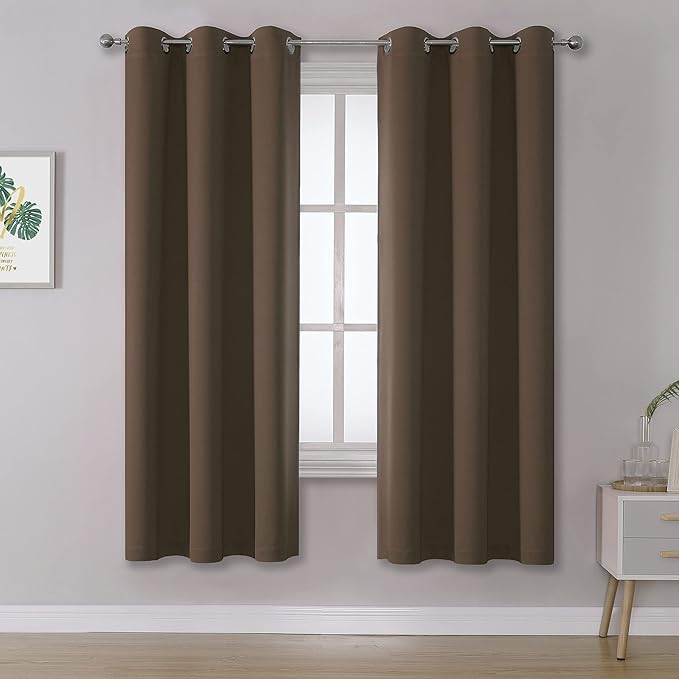 DUALIFE Brown Curtains 72 Inch Length 2 Panels Coffee Color Curtains by DUALIFE