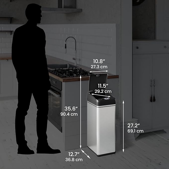 iTouchless 50 Liter / 13 Gallon Sensor 2.0 Dog-Proof Kitchen Trash Can - Image 6
