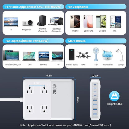12-in-1 Charging Station USB C Power Strip - Image 6