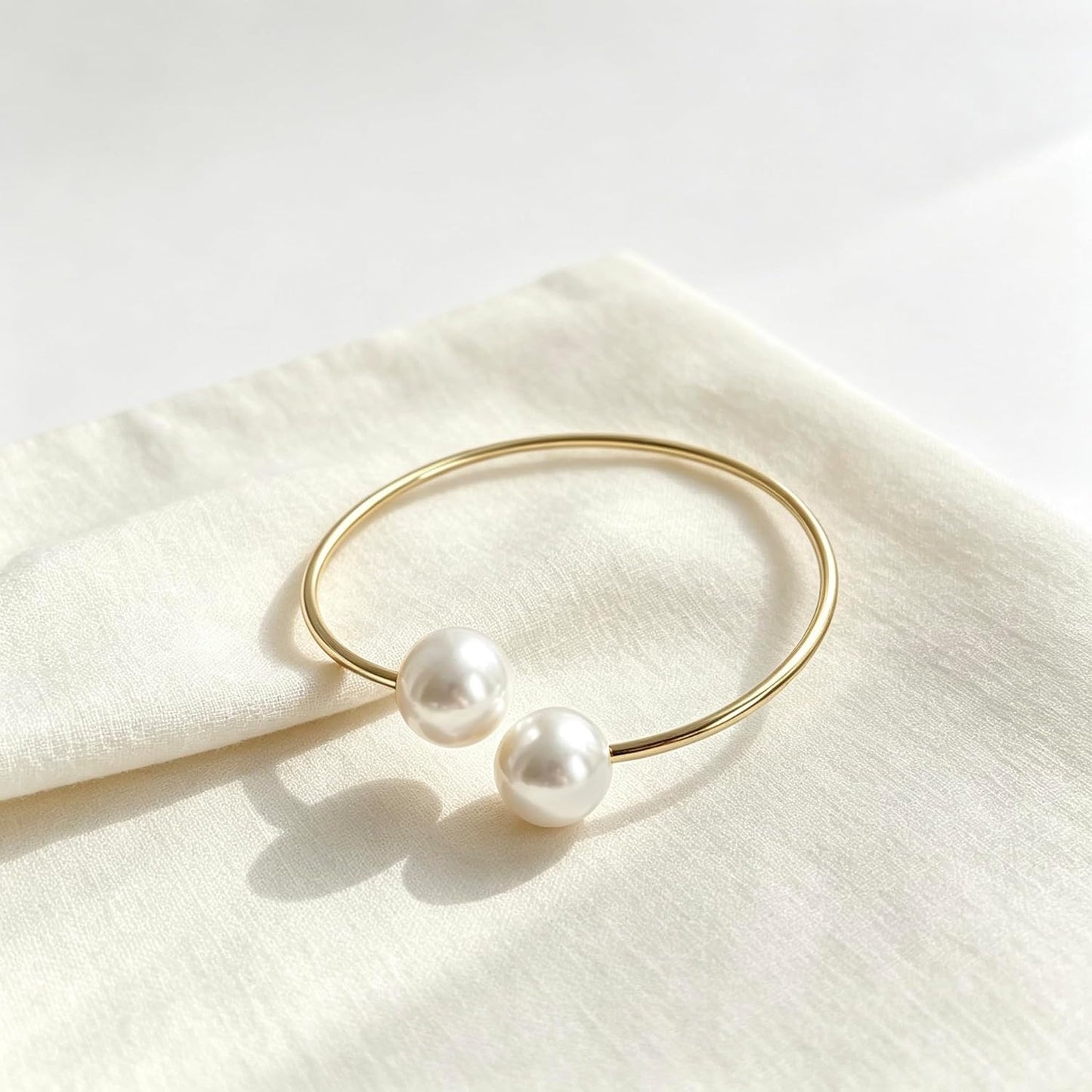 Elegant Pearl Curtain Tiebacks, Gold Metal Circle, 3.94 * 0.98 inches | Double-Pearl