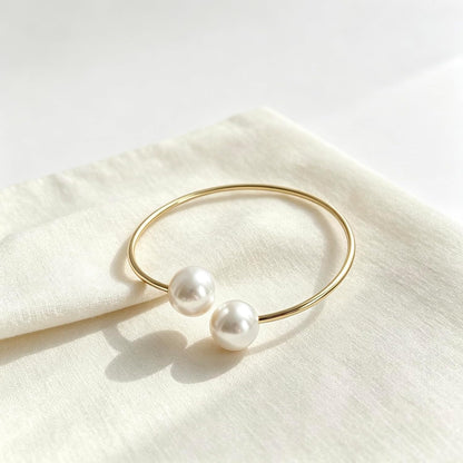 Elegant Pearl Curtain Tiebacks, Gold Metal Circle, 3.94 * 0.98 inches | Double-Pearl