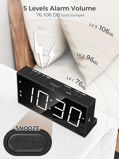 PPLEE Alarm Clock for Bedroom, 2 Alarms Loud LED Big Display Plug in Simple - Image 5