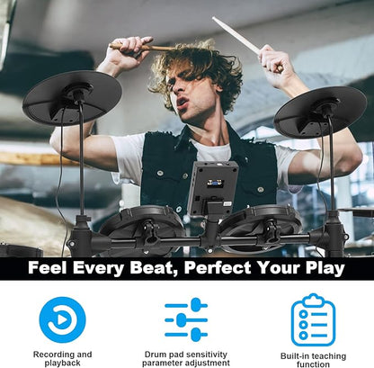 RVONE Electric Drum Set with Kick Hammer Pedal, Electronic Drum Kit - Image 2