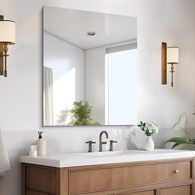 CILIBER Frameless Mirror, 30x36 inch Rectangle Bathroom Mirror by CILIBER
