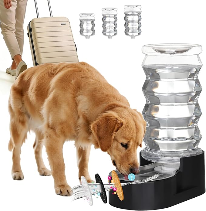 RIZZARI Dog Water Bowl Dispenser : 8L Gravity Large Black Stainless Steel by RIZZARI