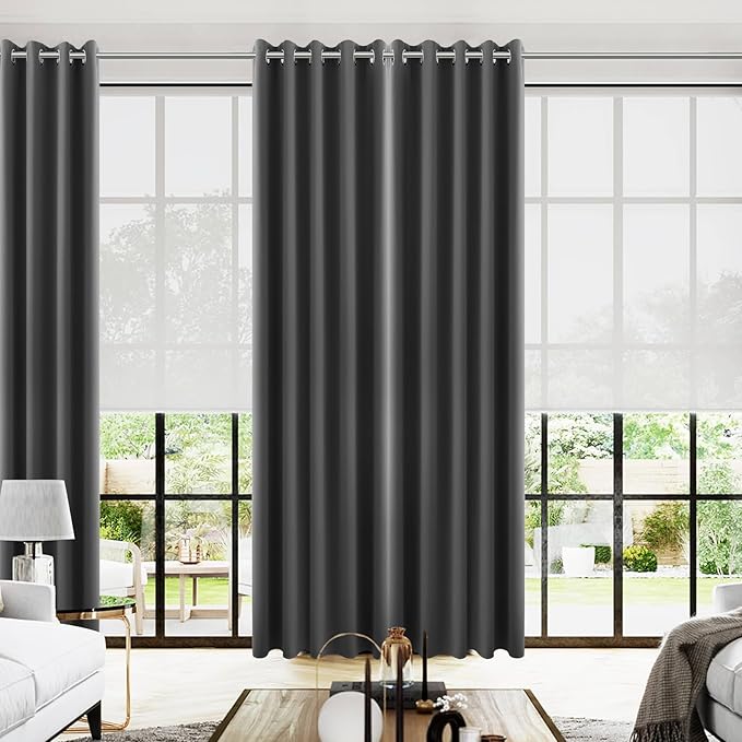 KOUFALL 96 Inch Curtains Long 2 Panel Set, 70 Inch Wide Grommet Blackout Drapes by KOUFALL