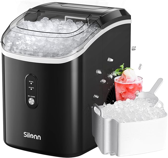 Nugget Ice Maker Countertop, Silonn Chewable Pellet Ice Machine by Silonn