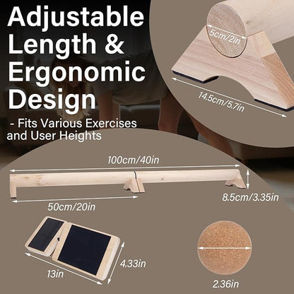 40-Inch Wooden Balance Beam Set, Two 20-Inch Connectable Sections, Natural - Image 3