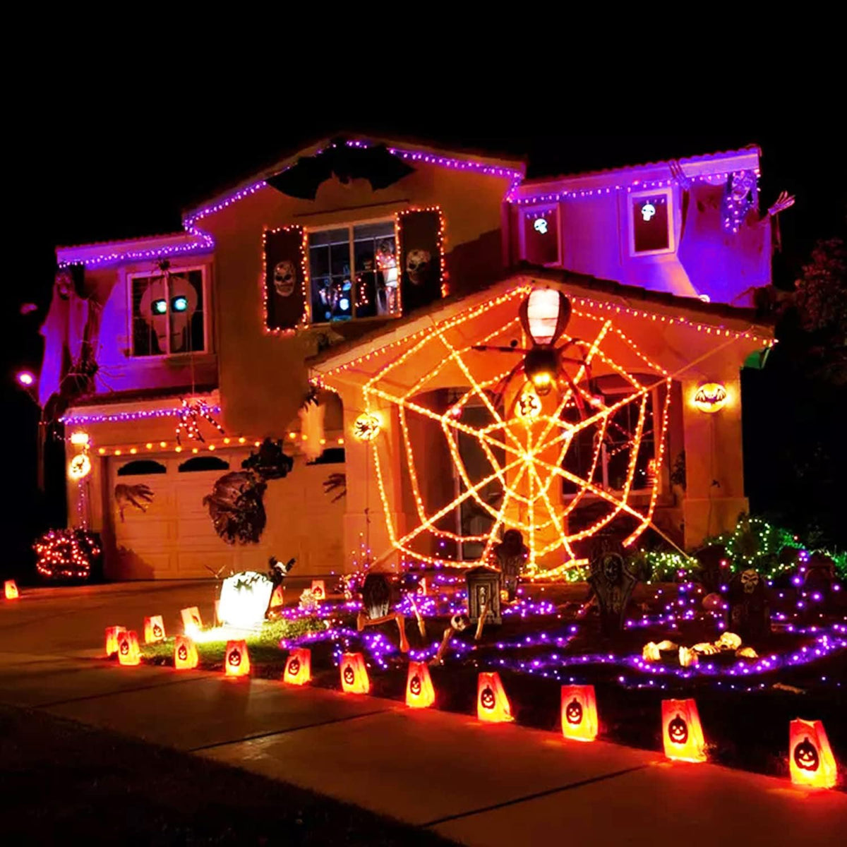 JMEXSUSS 168ft 600 LED Halloween Decor Lights Outdoor Clear Wire