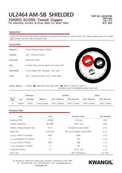 KWANGIL 3C 20AWG AMSB Shielded Cable Wire - Image 4