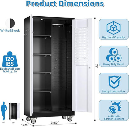 SUXXAN Broom Closet Storage Cabinet, Metal Cabinets - Image 3