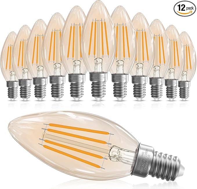 GvvooHome E12 Candelabra Bulb 40 watt Equivalent, E12 LED Bulb Dimmable by GvvooHome