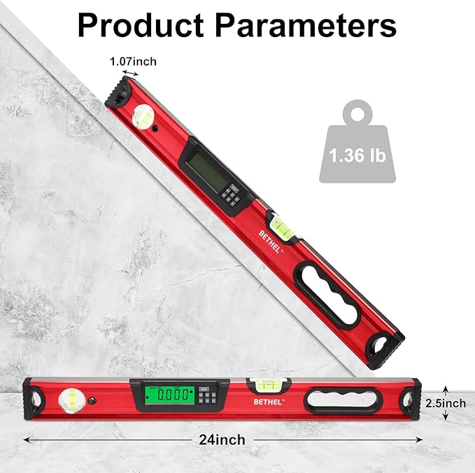 24 inch Digital Magnetic Level, Digital Smart Torpedo Level Tool - Image 8