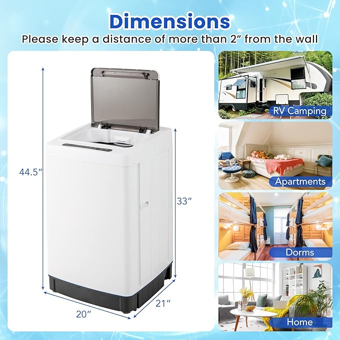 COSTWAY Portable Washing Machine, 11 LBS Full Automatic Portable Washer - Image 9