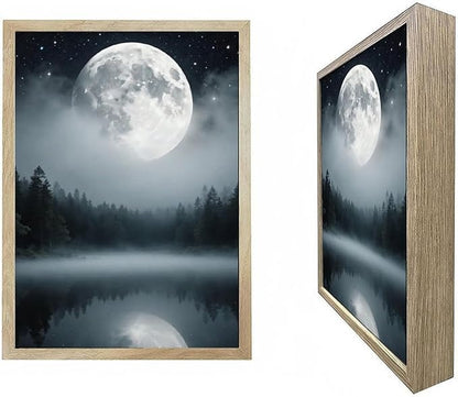 URVIP LED Glowing Photo Frame, 3D Starry-Sky Moon Lake Misty Forest Wall Art by URVIP