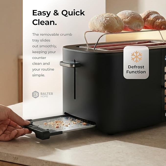 Toaster 4 Slice Wide Slot, Bagel Function, Long Slot, Stainless Steel, Touch - Image 7