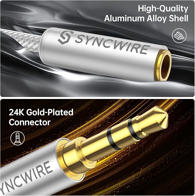 SYNCWIRE Headphone Splitter, Nylon-Braided 3.5mm Extension Cable Audio Stereo Y - Image 4