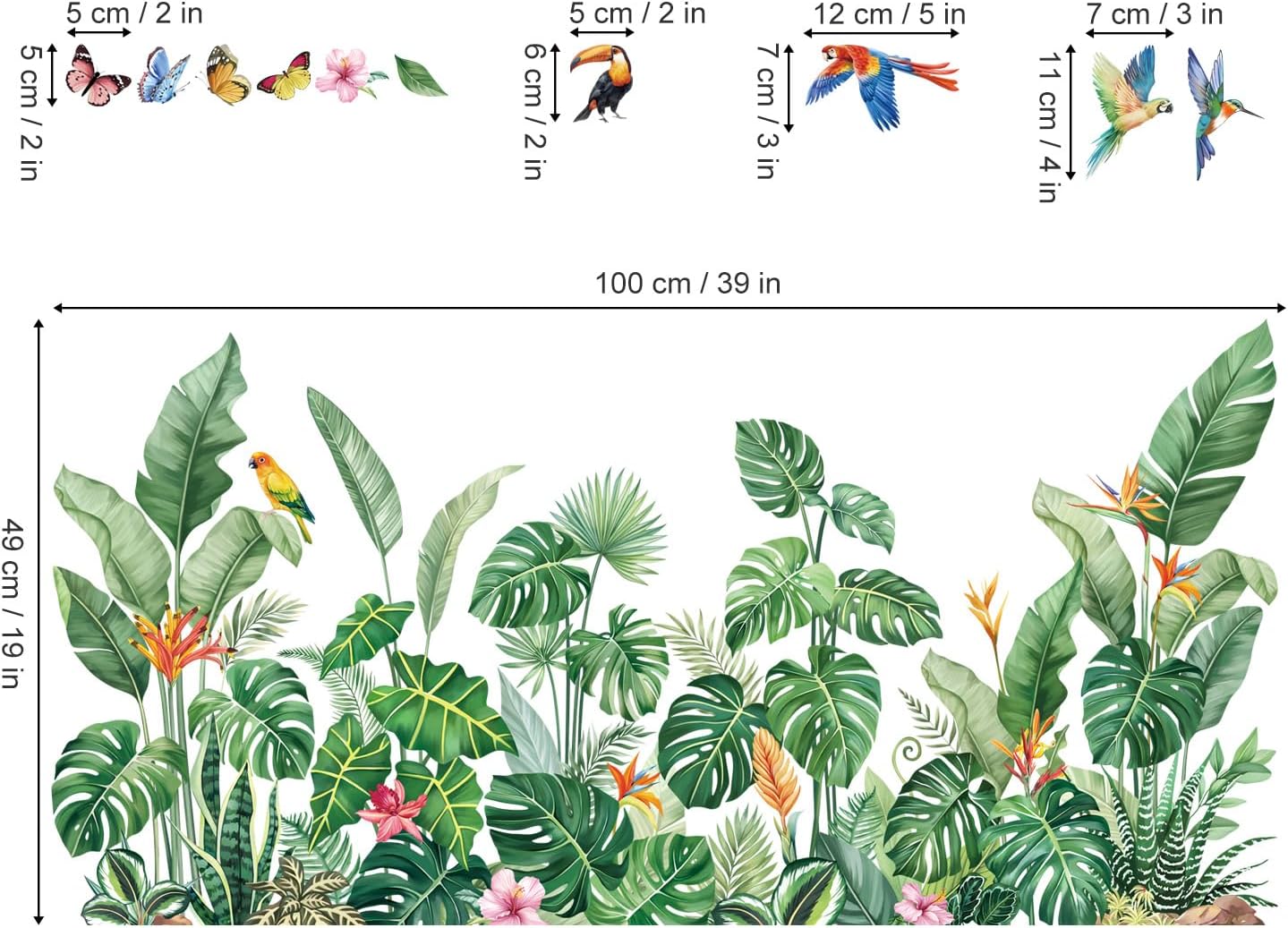 decalmile Window Clings Tropical Leaves Green Reusable Windows Decals