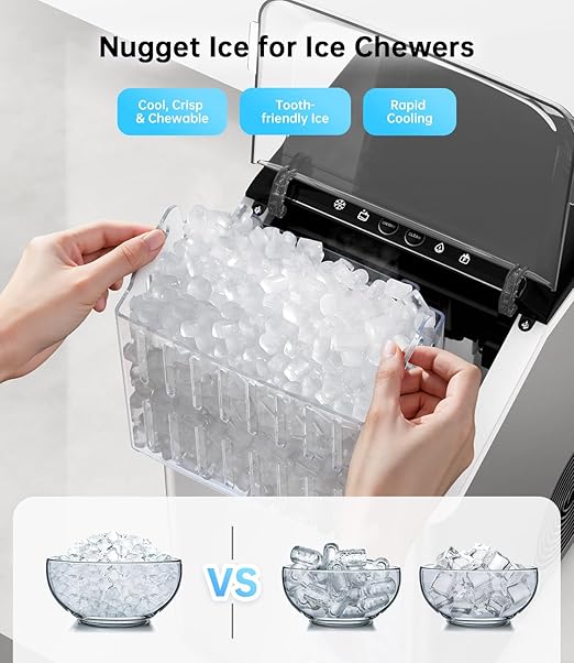 WIE Nugget Ice Maker Countertop 40LBS/24H, Chewable Pellet Ice Makers 8 Mins - Image 3