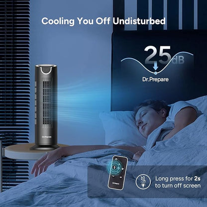 DR.PREPARE Tower Fan for Bedroom, 25 dB Quiet DC Bladeless Fan - Image 4