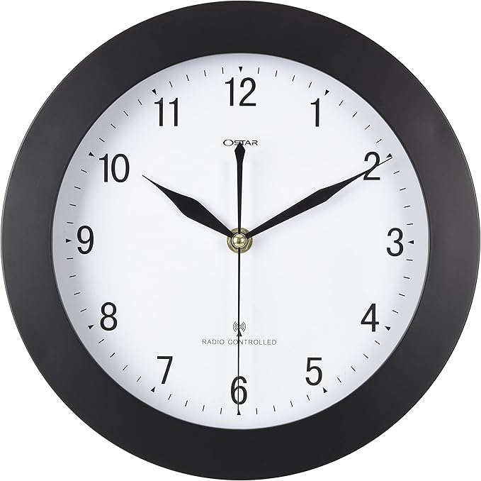 Atomic Wall Clock，US Auto Calibration Time 10 Inch Round Clock, Battery Operated by TrulySilentClocks