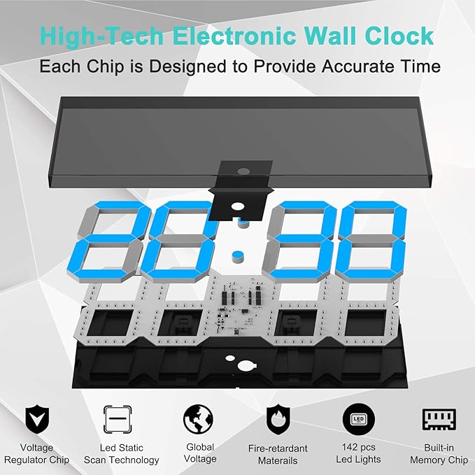 CHKOSDA LED Large Digital Wall Clock, Oversize Wall Clock - Image 6