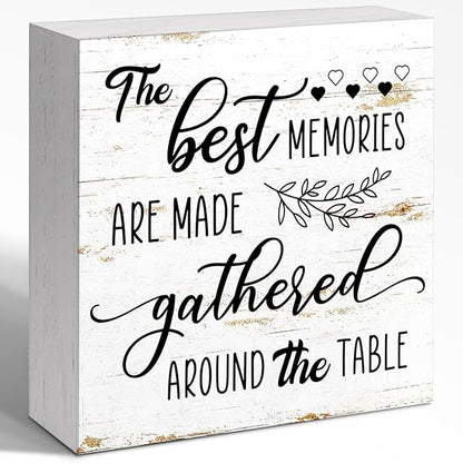 Best Memories Gathered Around Table Positive Wooden Box Sign Home Dining Room by Unknown