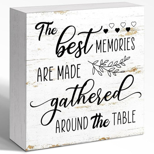 Best Memories Gathered Around Table Positive Wooden Box Sign Home Dining Room by Unknown