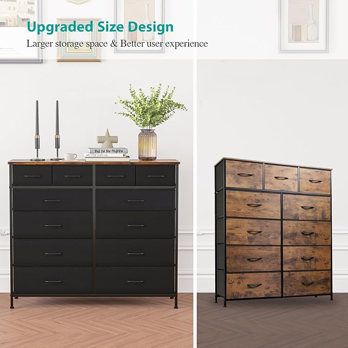 Dresser for Bedroom with 12 Drawers, Tall Fabric Drawer Dresser, Compact Chest - Image 5