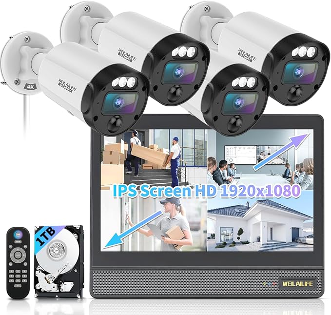 【All-in-One Security System】 4K Outdoor Wired Security Camera System, Home by WEILAILIFE