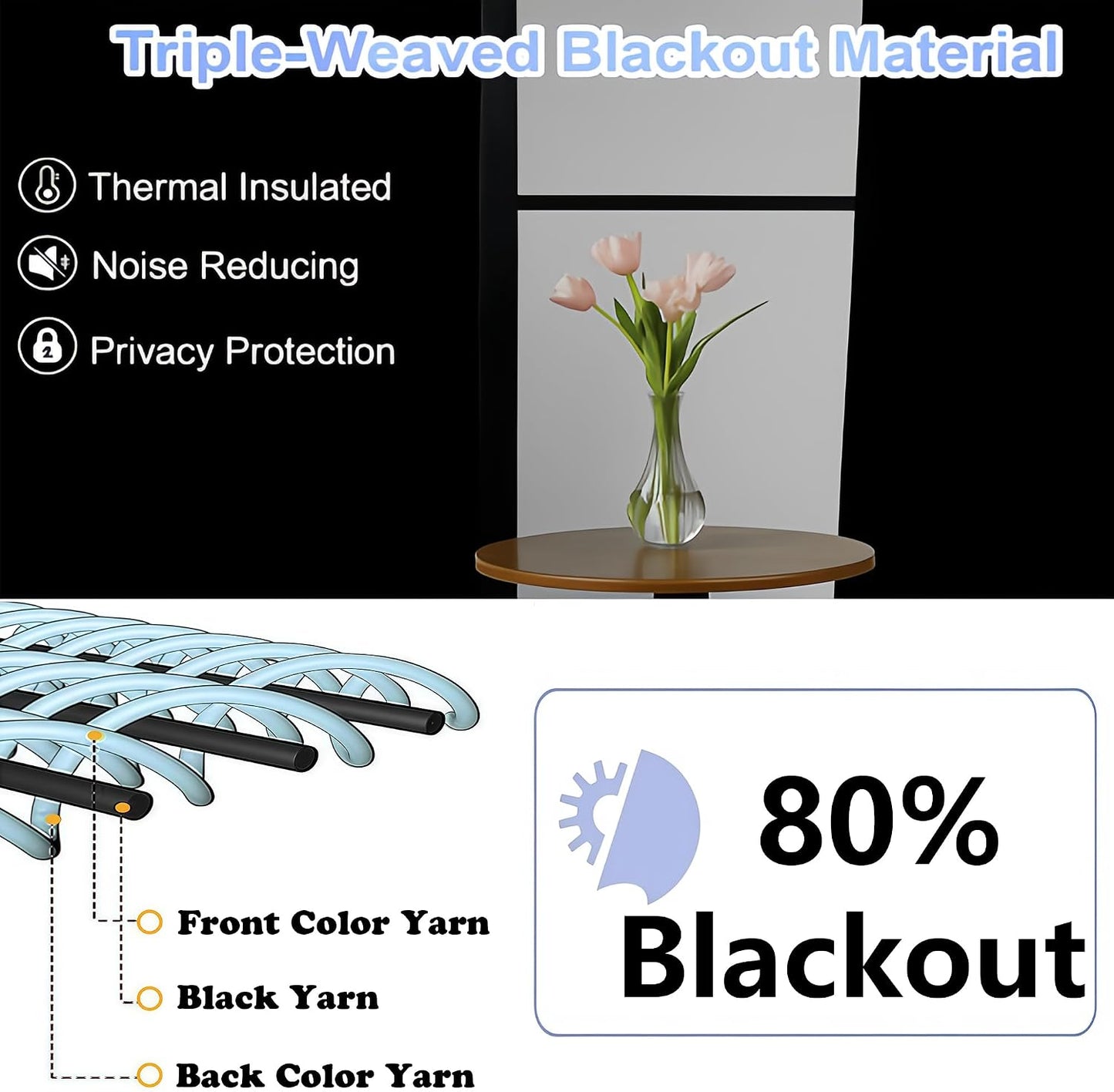Simplebrand Halloween Black Short Kitchen Curtains 24 Inch Length 2 Panels Set, Small Windows Blackout Curtain for Bathroom, Room Darkening Thermal Insulated Short Drapes, 40 x 24 Inch, Black
