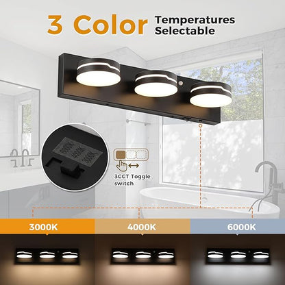 LED Modern Bathroom Lights Fixtures 3-Light Motion Sensor Vanity Light Matte - Image 6