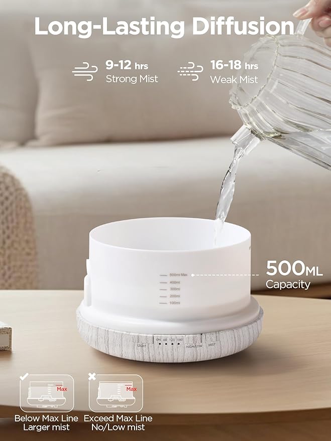 InnoGear Aromatherapy Diffuser & 10 Essential Oils Set, 500ml Essential Oil - Image 3