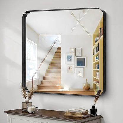 CIRCUMI Black Bathroom Mirror, Rounded Corner, Tempered Glass, Mirror - Image 5