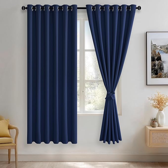 JIUZHEN Navy Blue Blackout Curtains by JIUZHEN